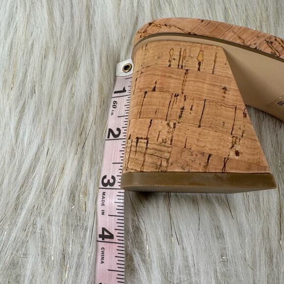 Marc Fisher Colica Block Heel Sandals Tan Woven Mules Slip On Summer Size 10M - Picture 5 of 8